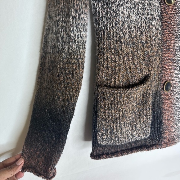 CABI 903 Cotton Silk Chunky Sweater Knit Frontier Fringed Cardigan - Picture 4 of 9